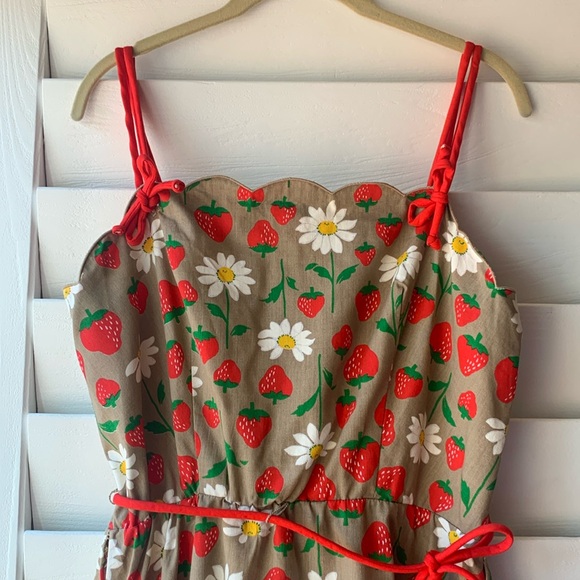 True Vintage Strawberry Novelty Jenni 70s Pinup Dress Large 14 - Picture 2 of 7